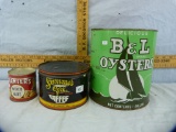 3 tins: Planters, coffee, & oysters