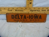 Tin sign: DELTA - IOWA 