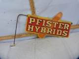 Hinged swinging tin sign:  Pfister Hybrids, 2 sided with hanger