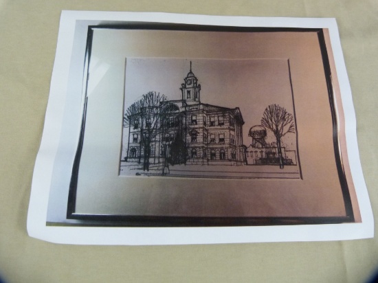 Framed sketch of the Court House by Dave Almy (Vicki Rhea Griner's brother-in-law)