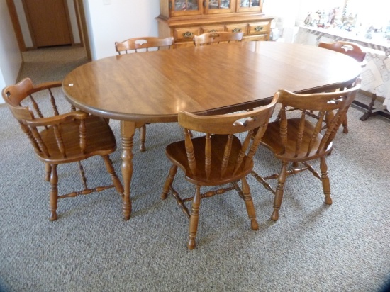 Dining table with 6 chairs - 3 leaves (11-1/2" each) - table is 77" Lx 48" W as pictured