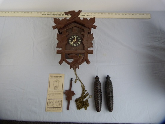 Elgin National Black Forest Cuckoo Clock with weights - 12-1/2" T