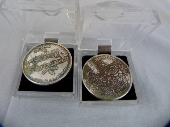 (2) Troy oz..999 fine silver Christmas coins