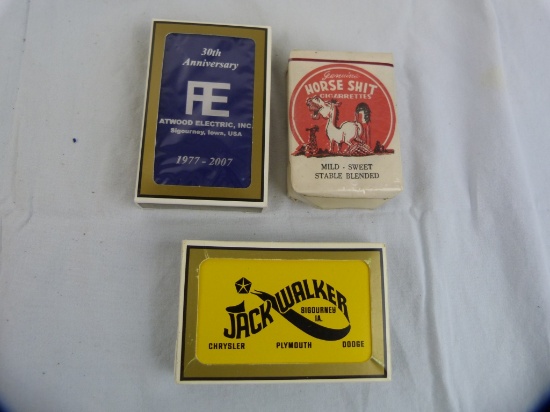 (3) - never opened playing cards & cigarettes (three of a kind)