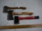 (3) hatchets:  Plumb BSA, True Temper Tommy Axe No. TAF with nail puller, & Collins - AOM