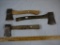 (3) hatchets: American Hoe & Fork, SAW Sweden, & US Plumb 1944 - AOM