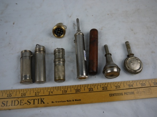 (8) Items: match safes, oilers, compass - AOM