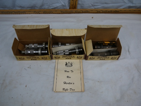 (3) Herter's die sets:  .338 Win Mag, .375 Mag, & 300 Savage - AOM