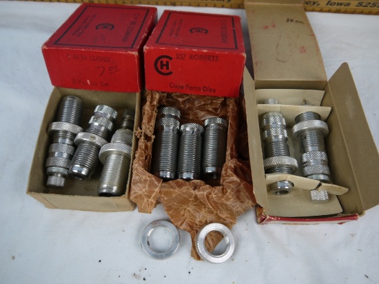 (3) C.H. Die Company die sets: .22 Sav, .257 Roberts, & 9mm Luger - AOM