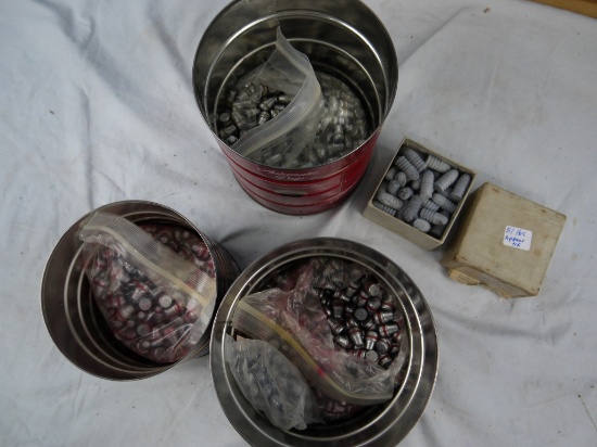 51 pounds of bullets in 3 coffee tins - appear to be 45 caliber (includes weight of tins)