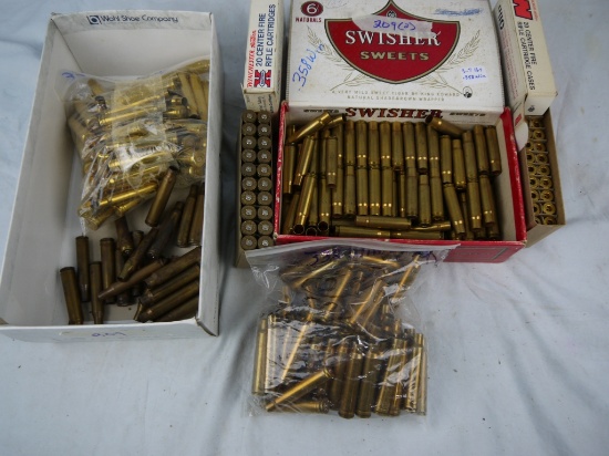 Brass casings:  3.7 pounds .358 Win & 5 pounds .338 Win Mag - AOM (includes weight of boxes)