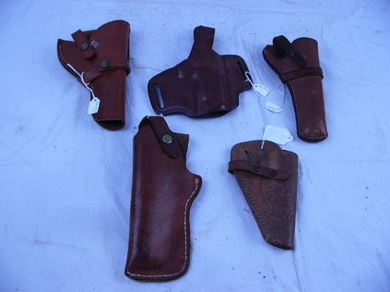 (5) holsters: Bauer Bros H94, Don Hume H721 No. 5-4, Buffalo Brand, and 2 unmarked - AOM