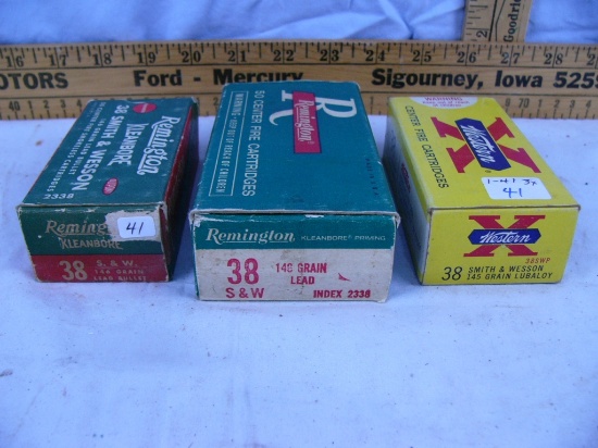 Ammo: 3 boxes .38 S&W, 50 rds each - 3x$