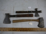 (3) hatchets:  side-off, Swanson brand with Swordfish logo utility, & Plumb Boy Scout - AOM