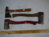 (3) hatchets:  US w/red handle, West Germany 