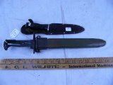 US Flaming bomb bayonet with sheath (no handle grips & well worn sheath knife - AOM