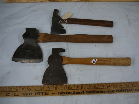 (3) hatchets: OVB Supersteed w/Keen Kutter handle, Mound City St. Louis, & Keen Kutter shingling