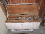 Wood toolbox full of older tools