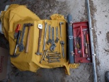 Metal tool box with large ball peen hammer,