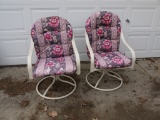 Pair of swivel rocking lawn chairs