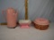 (3) pink ceramic items: