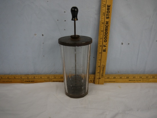 Glass beater jar - Pound/Quart measures, metal lid and beater