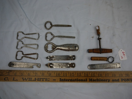 (12) bottle openers, corkscrews, cigar cutters