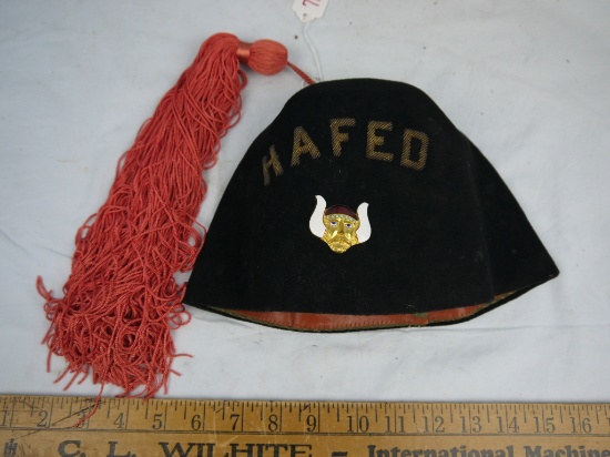 Masonic Fez "HAFED" - black velvet with red tassel