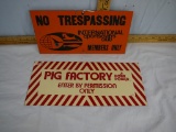 (2) metal signs: No Trespassing, 12