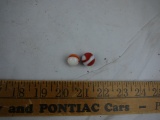 (2) red and white marbles