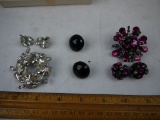 (8) pieces of jewelry - clear stone marked Weiss & black earrings marked Dalshelm, others unmarked