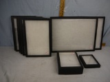 (10) black mount display cases with glass tops
