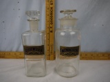 (2) apothecary jars: OL. CUBEBE & OLEUM ROSE - 8-1/4