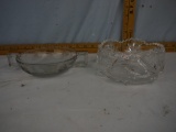 (2) glass pieces: Heisey double handle nappy & cut glass (points chipped)