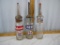(3) Standard Oil glass oil bottles with funnels