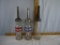 (3) glass one quart Standard Oil bottles with metal funnel lids, 2 caps