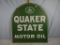 Metal Quaker State Motor Oil double-sided sign, 26-1/2