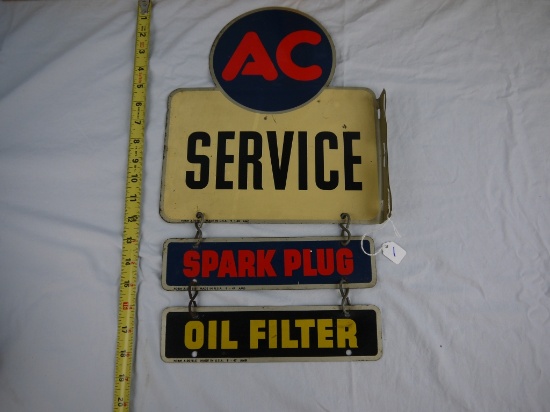 AC Service flange sign - 18" long x 10-1/2" wide, edges show some wear & a few scratches