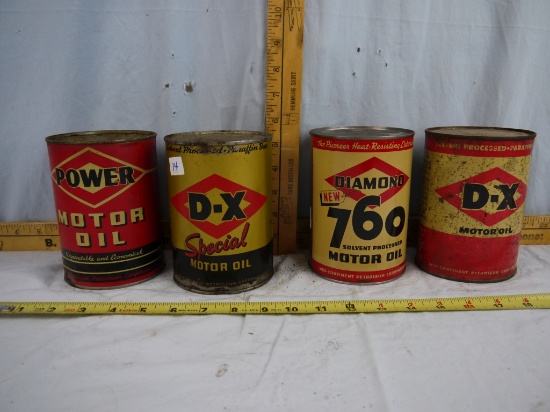 (4) empty quart oil cans