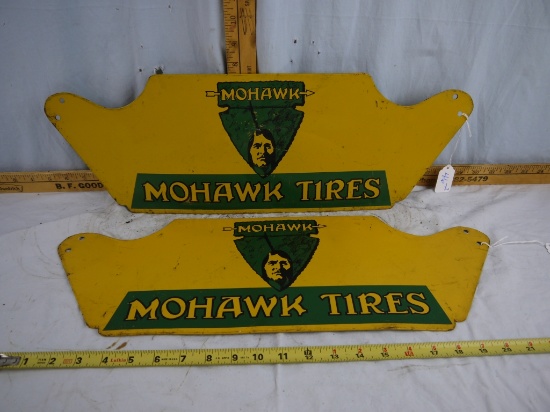 (2) metal Mohawk Tires signs, 22" x 7-1/2"