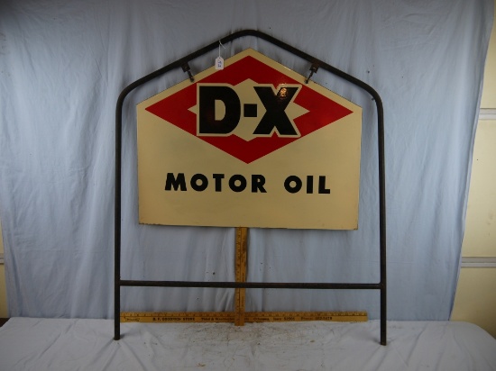 Double sided enamel D-X Motor Oil terrace sign, excellent condition,  - YOU ARRANGE SHIPPING