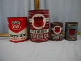 (4) empty Phillips 66 motor oil cans
