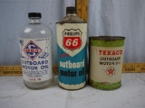 (3) outboard oil containers