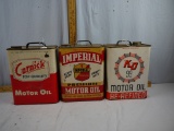 (3) empty two gallon motor oil cans