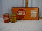 (3) Shell pieces:  (2) empty quart oil cans & 5 quart can flattened