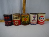 (5) empty one quart oil cans