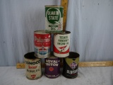 (6) empty one quart oil cans