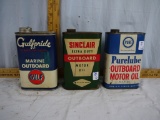 (3) Outboard Motor Oil quart cans - full or partial