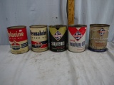 (5) empty one quart oil cans