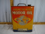 2 gallon Around the World Motor Oil can - empty